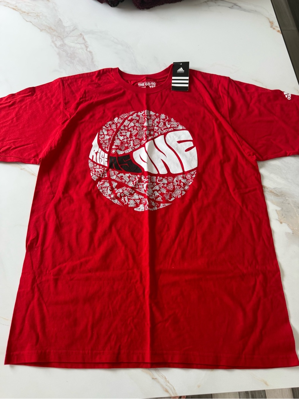 adidas Red Short-Sleeve Graphic Basketball Tee